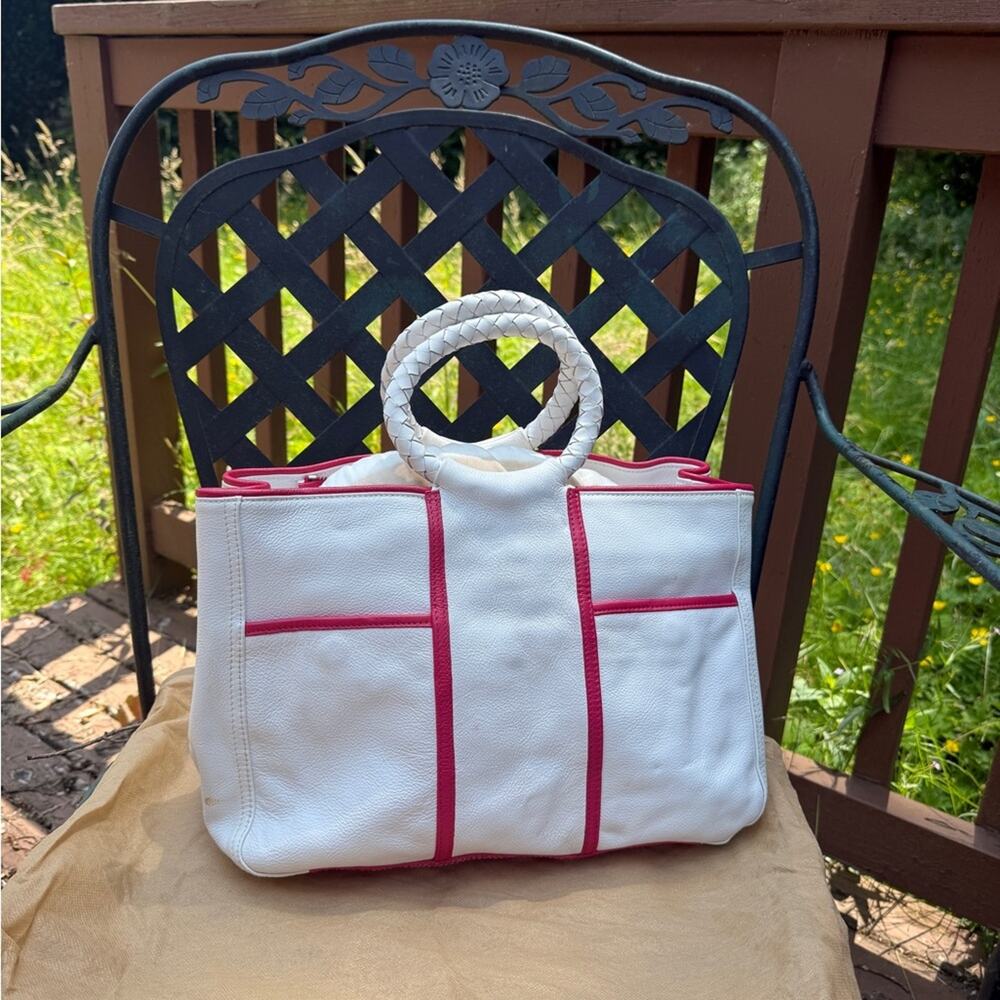 Elegant White and Red Women's Tote Bag